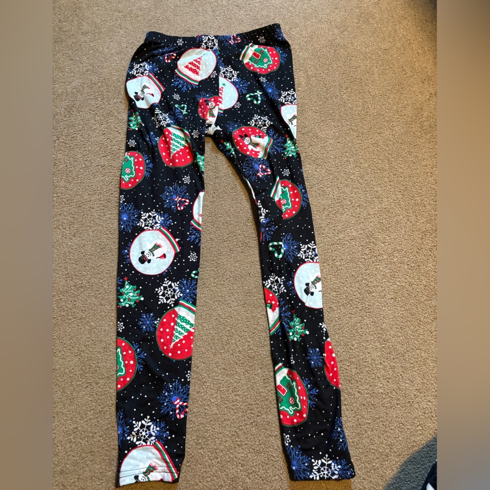 Festive Red and Black Snowman Leggings